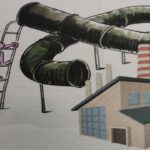 Gas supply system in building services, installation, png